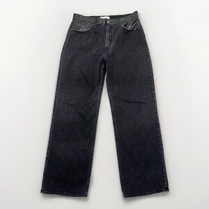 ABERCROMBIE & FITCH Women 31/12R Denim Black Leather Waist Jeans High Rise